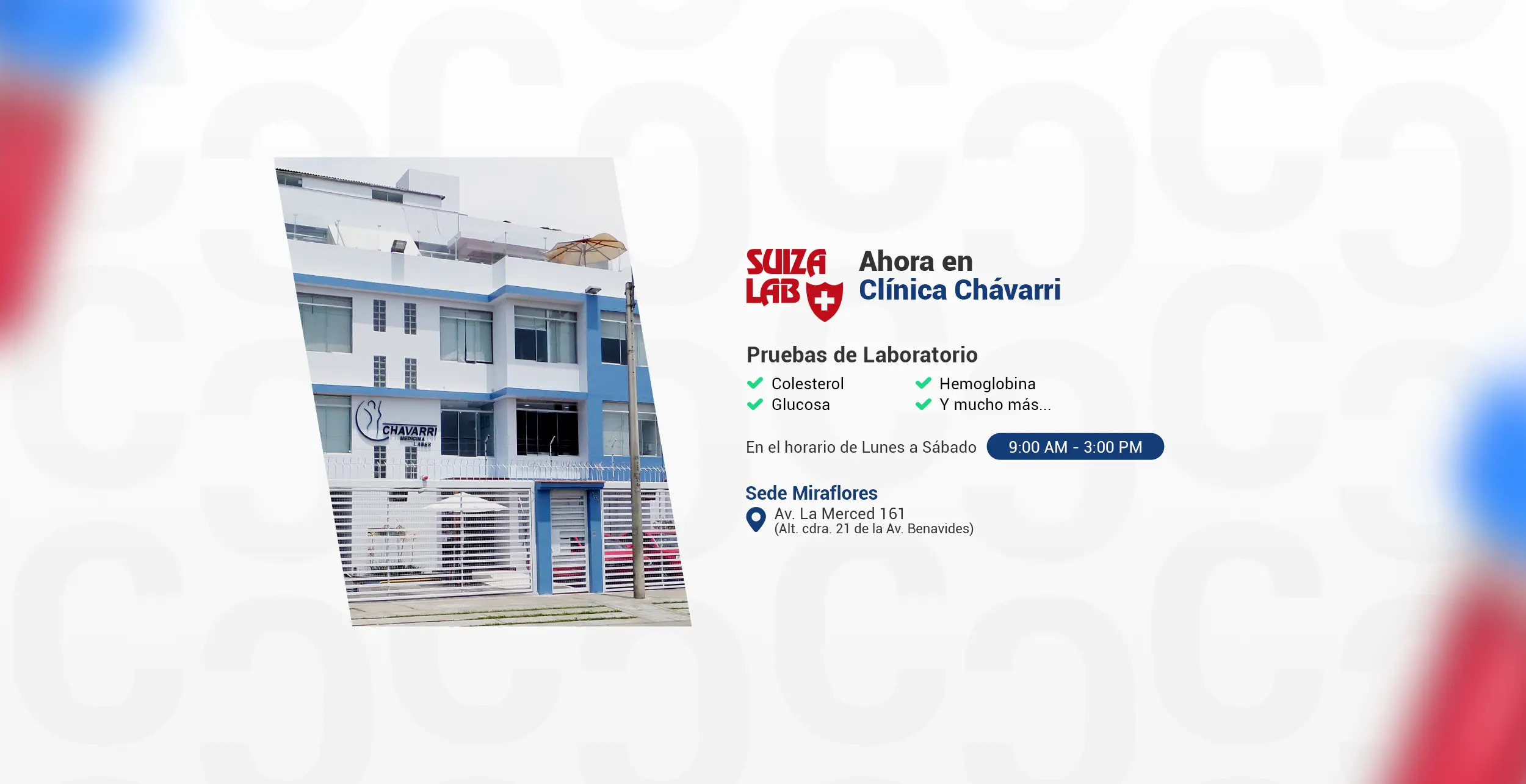 Suizalab ahora en Clínica Chávarri sede Miraflores